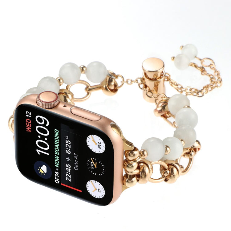 Kønt Metal Og Sten Universal Rem passer til Apple Smartwatch - Guld#serie_3