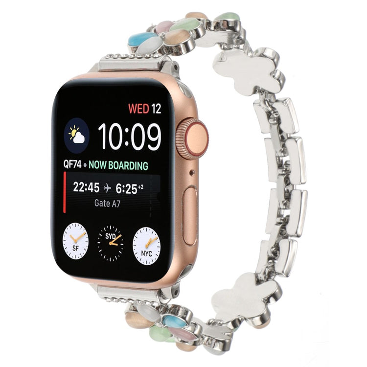 Vildt Rart Metal Og Sten Universal Rem passer til Apple Smartwatch - Sølv#serie_6