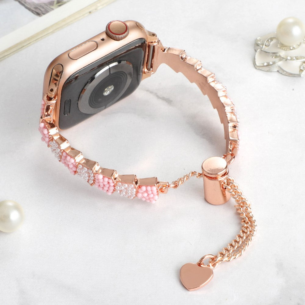 Super Nydelig Metal Og Sten Universal Rem passer til Apple Smartwatch - Pink#serie_3