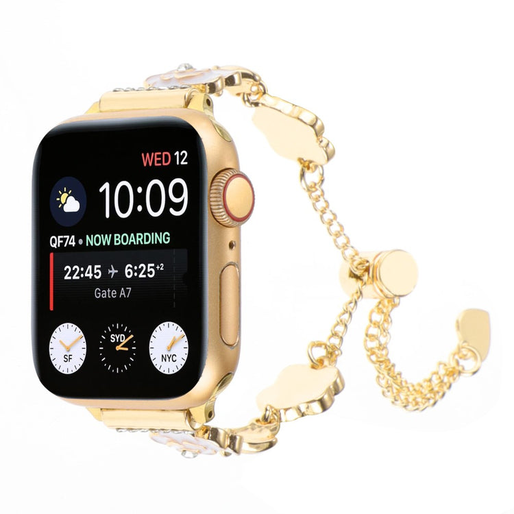 Meget Hårdfør Metal Og Sten Universal Rem passer til Apple Smartwatch - Guld#serie_1