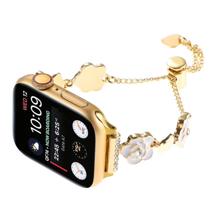 Meget Hårdfør Metal Og Sten Universal Rem passer til Apple Smartwatch - Guld#serie_1