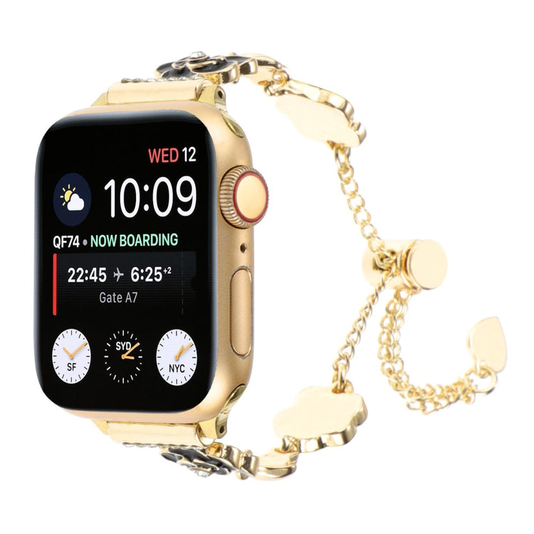 Meget Hårdfør Metal Og Sten Universal Rem passer til Apple Smartwatch - Guld#serie_3