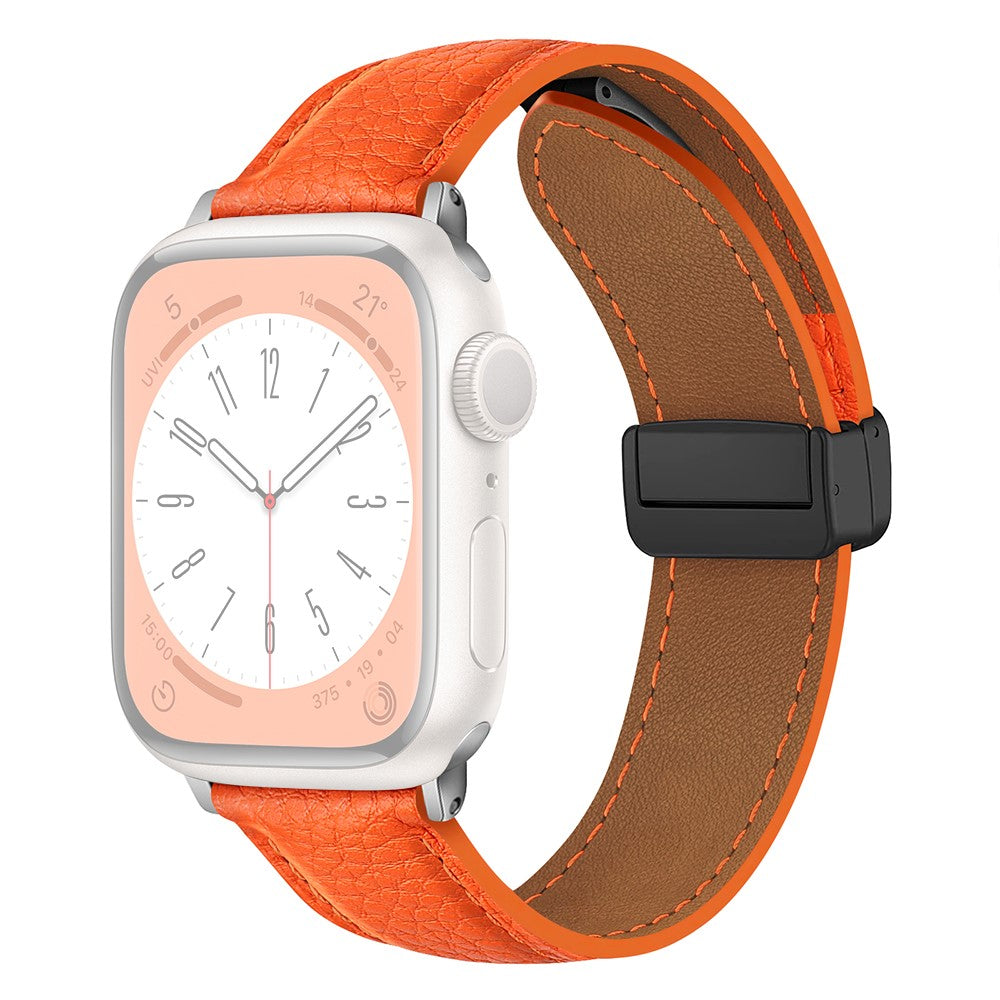 Mega Slidstærk Kunstlæder Universal Rem passer til Apple Smartwatch - Orange#serie_3