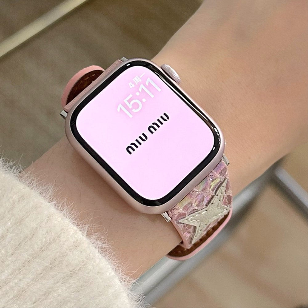 Super Elegant Kunstlæder Universal Rem passer til Apple Smartwatch - Pink#serie_4