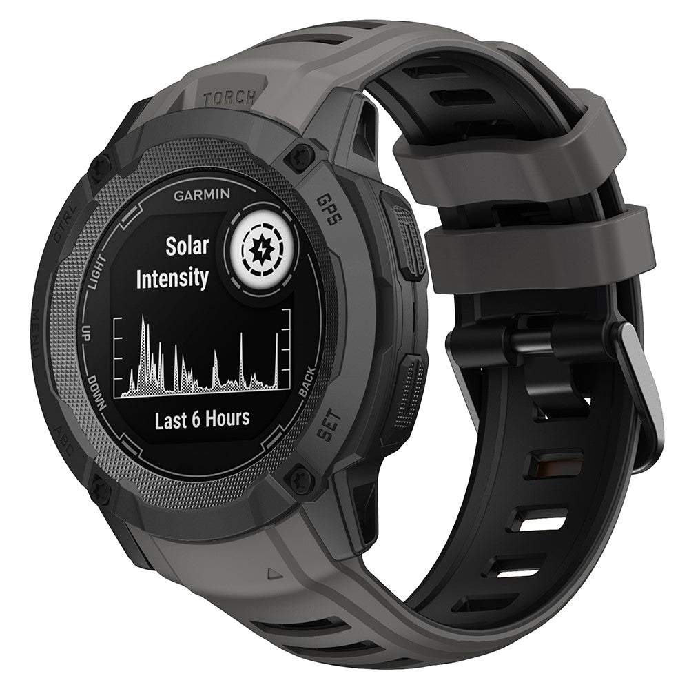 Rigtigt Holdbart Silikone Rem passer til Garmin Instinct 2X - Sort#serie_8