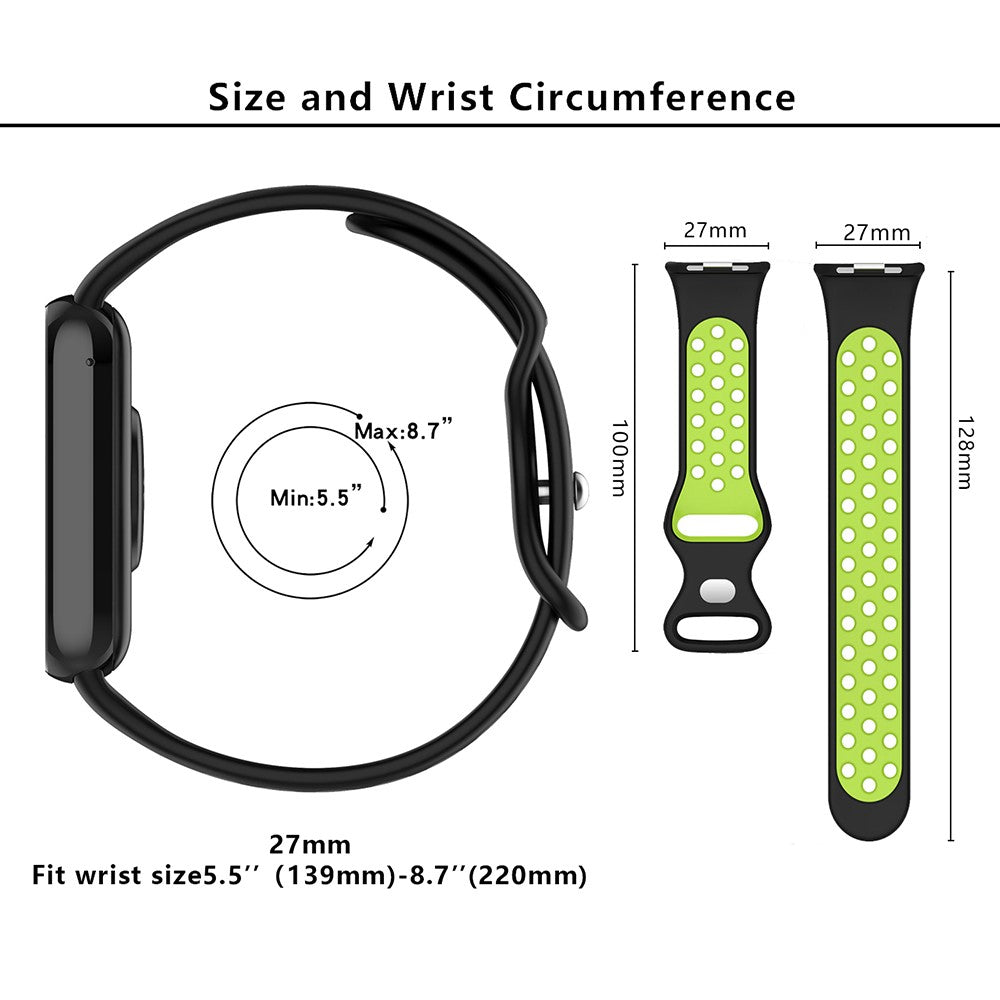 Silikone Universal Rem passer til Xiaomi Smart Band 8 Pro / Xiaomi Redmi Watch 4 - Grøn#serie_7