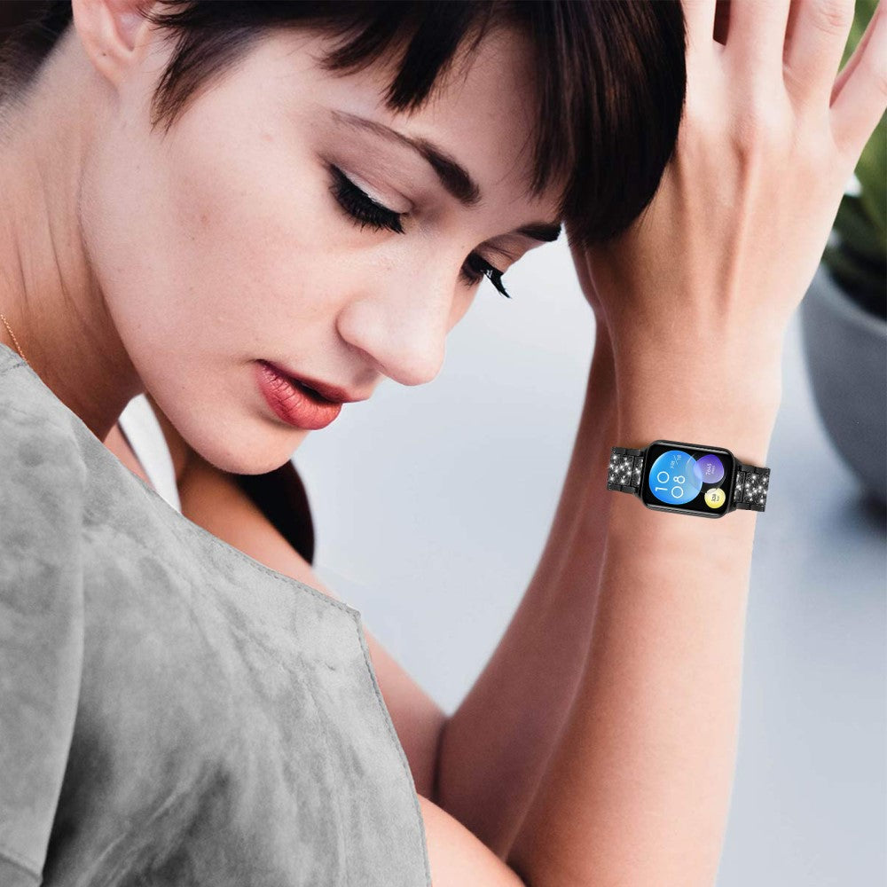 Meget Kønt Rhinsten Rem passer til Xiaomi Smart Band 8 Pro - Sort#serie_1