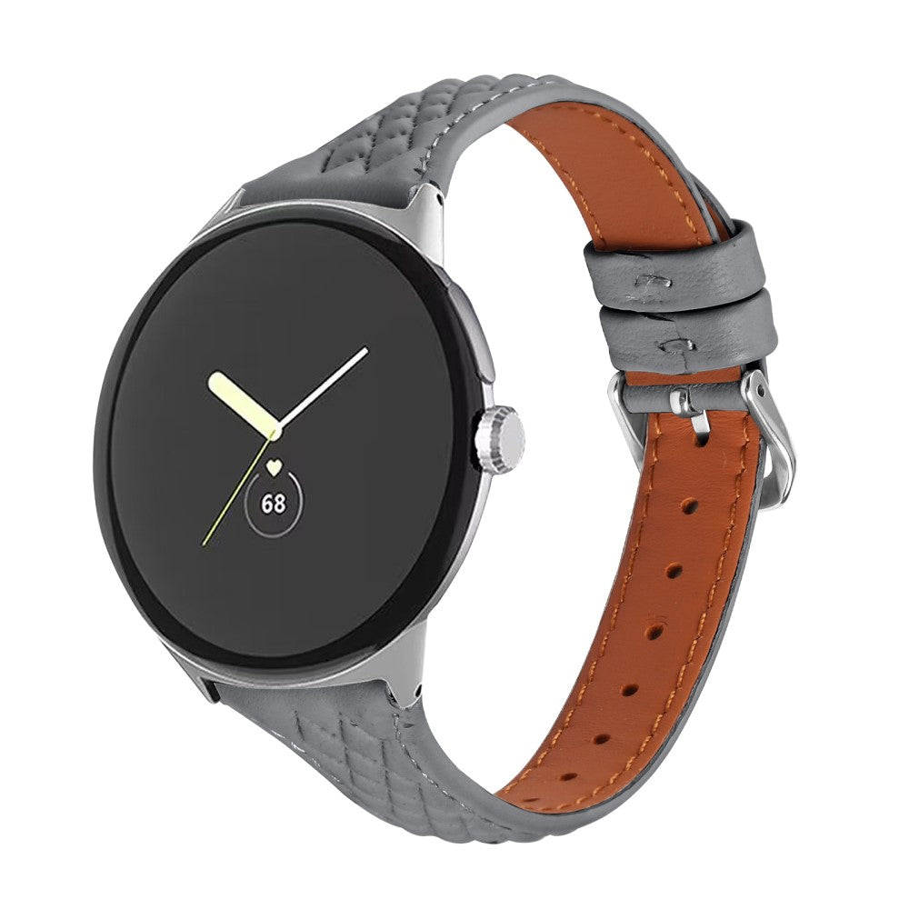 Ægte Læder Universal Rem passer til Google Pixel Watch / Google Pixel Watch 2 - Sølv#serie_1