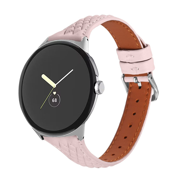 Ægte Læder Universal Rem passer til Google Pixel Watch / Google Pixel Watch 2 - Pink#serie_2