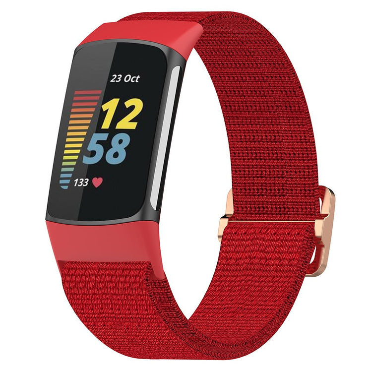 Fed Nylon Universal Rem passer til Fitbit Charge 5 / Fitbit Charge 6 - Rød#serie_1