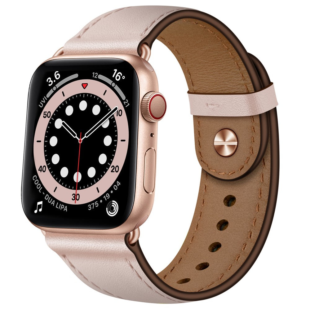 Super Fed Ægte Læder Universal Rem passer til Apple Smartwatch - Pink#serie_2