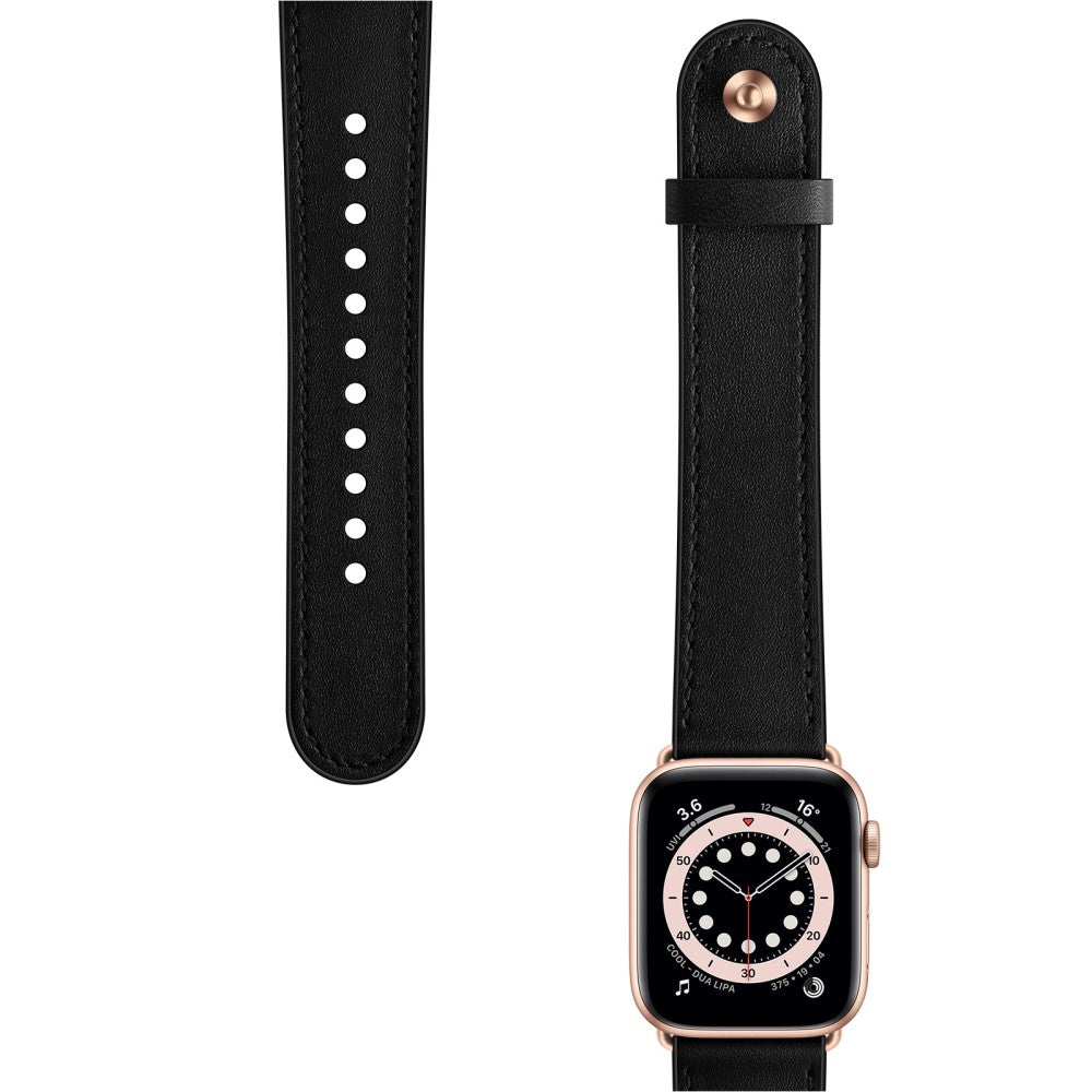 Super Fed Ægte Læder Universal Rem passer til Apple Smartwatch - Sort#serie_4