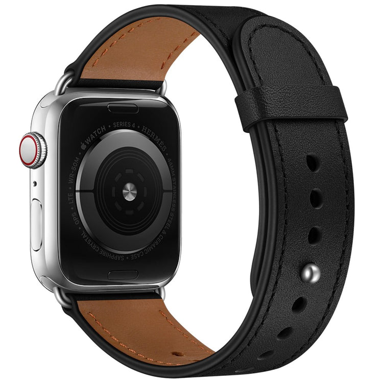Super Fed Ægte Læder Universal Rem passer til Apple Smartwatch - Sort#serie_5