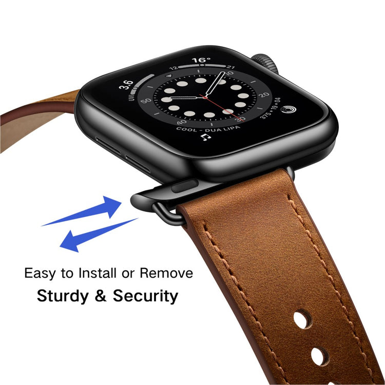 Super Fed Ægte Læder Universal Rem passer til Apple Smartwatch - Brun#serie_6