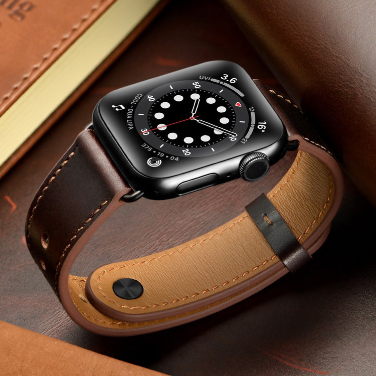 Super Fed Ægte Læder Universal Rem passer til Apple Smartwatch - Brun#serie_8