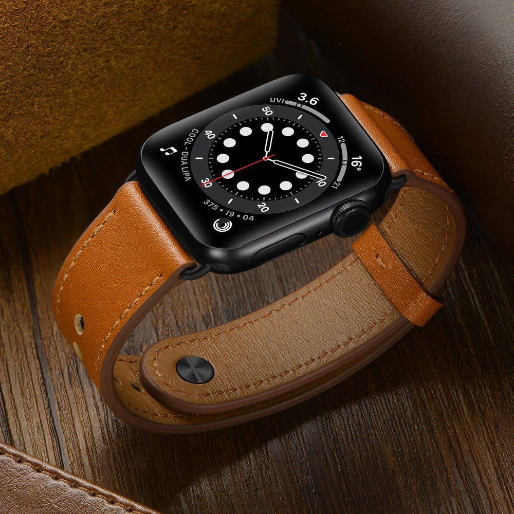 Super Fed Ægte Læder Universal Rem passer til Apple Smartwatch - Brun#serie_9