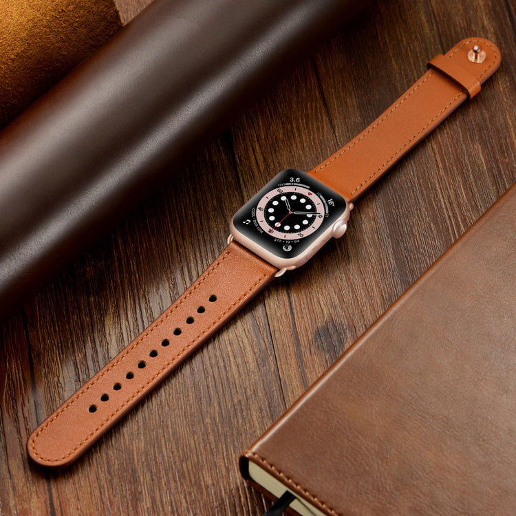 Super Fed Ægte Læder Universal Rem passer til Apple Smartwatch - Brun#serie_10