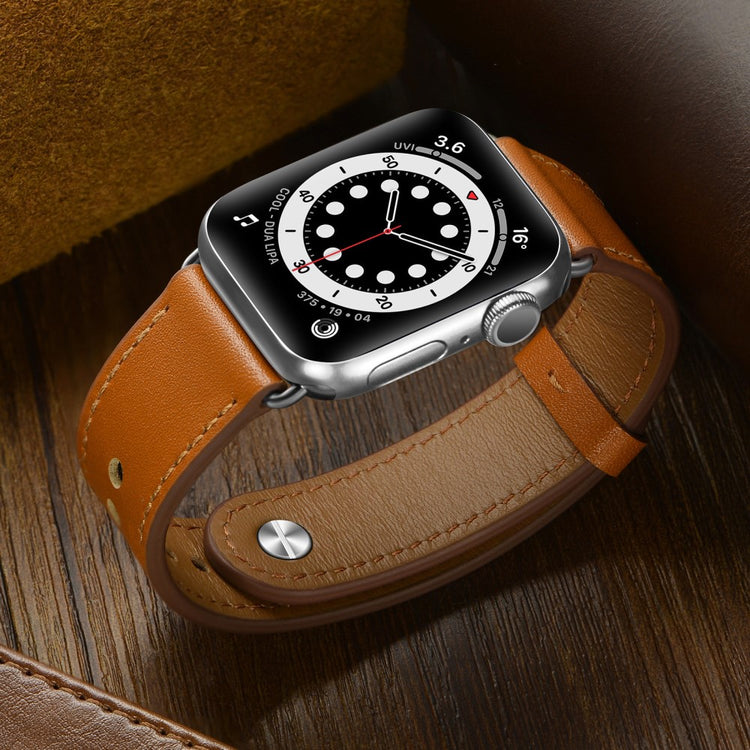 Super Fed Ægte Læder Universal Rem passer til Apple Smartwatch - Brun#serie_11