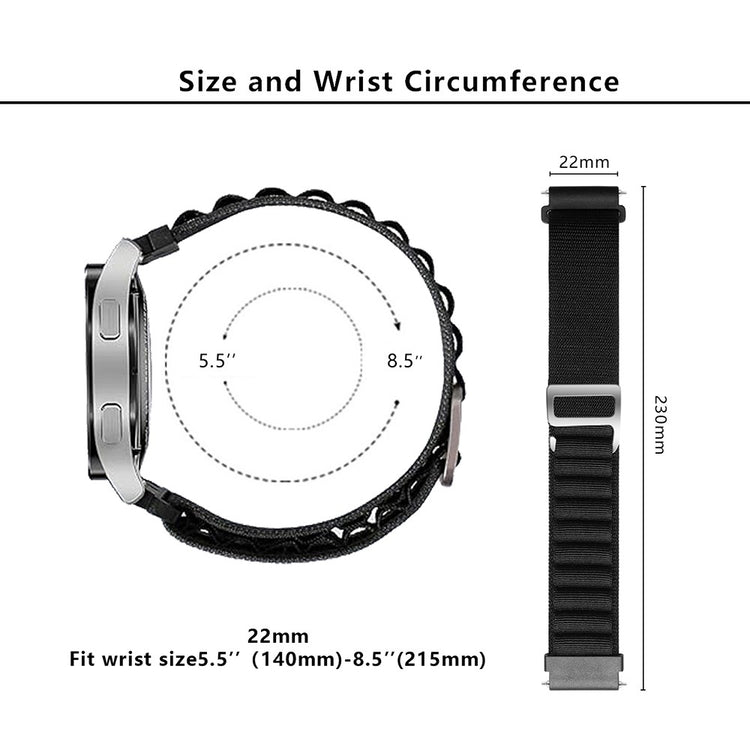 Meget Holdbart Nylon Universal Rem passer til Smartwatch - Sort#serie_1