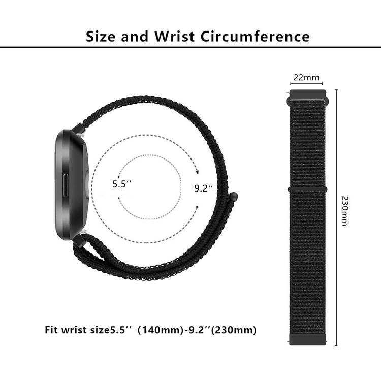 Mega Slidstærk Nylon Universal Rem passer til Fitbit Smartwatch - Blå#serie_14