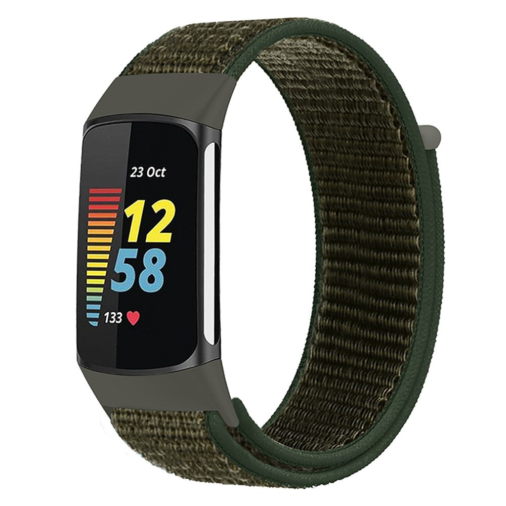 Sejt Nylon Universal Rem passer til Fitbit Charge 3 / Fitbit Charge 4 - Grøn#serie_6