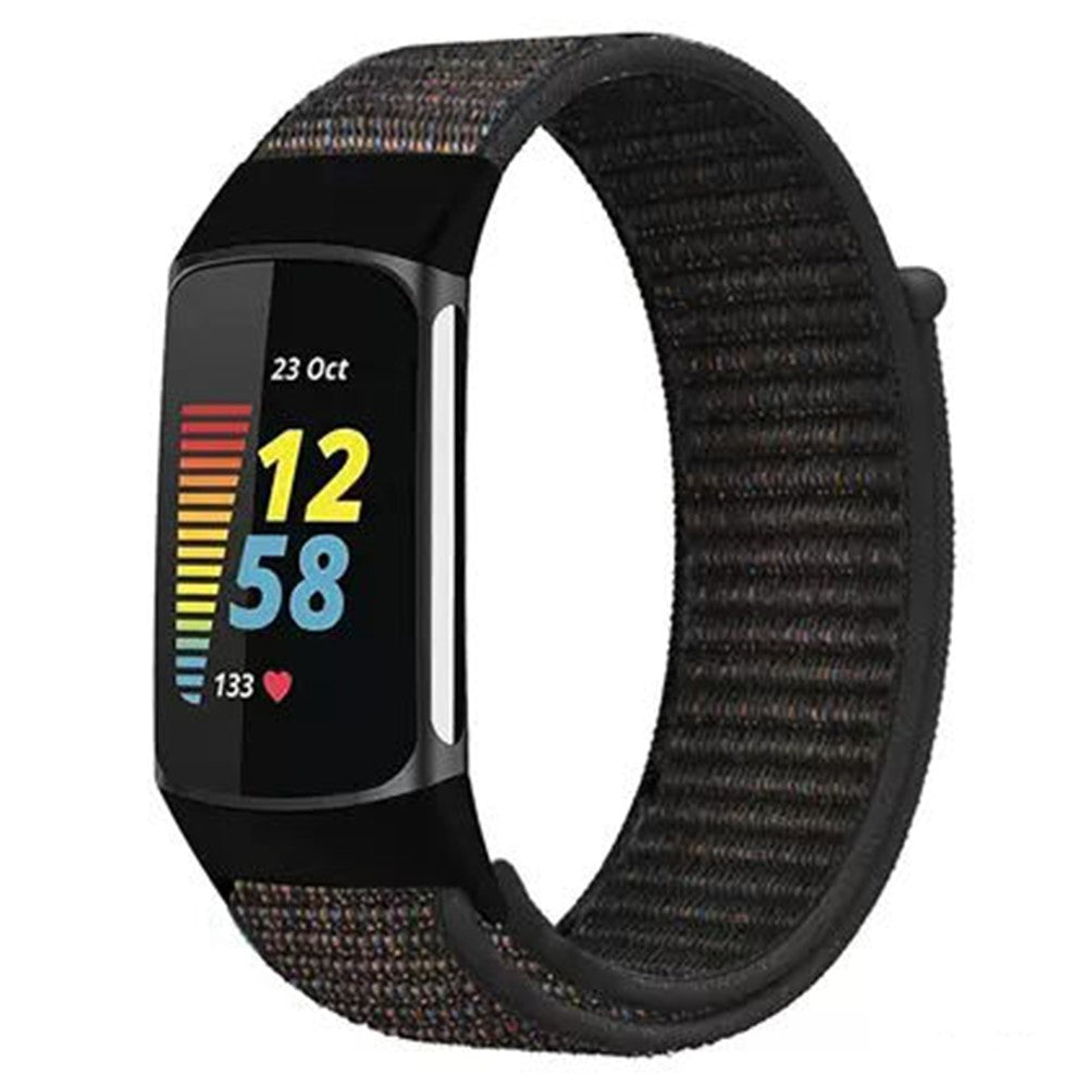 Pænt Nylon Universal Rem passer til Fitbit Charge 5 / Fitbit Charge 6 - Sort#serie_1