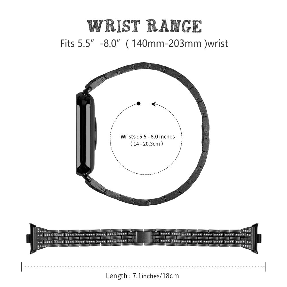 Metal Watch Strap Xiaomi Redmi Watch 4 Bling Rhinestone Decor Bracelet Band - Black#serie_1