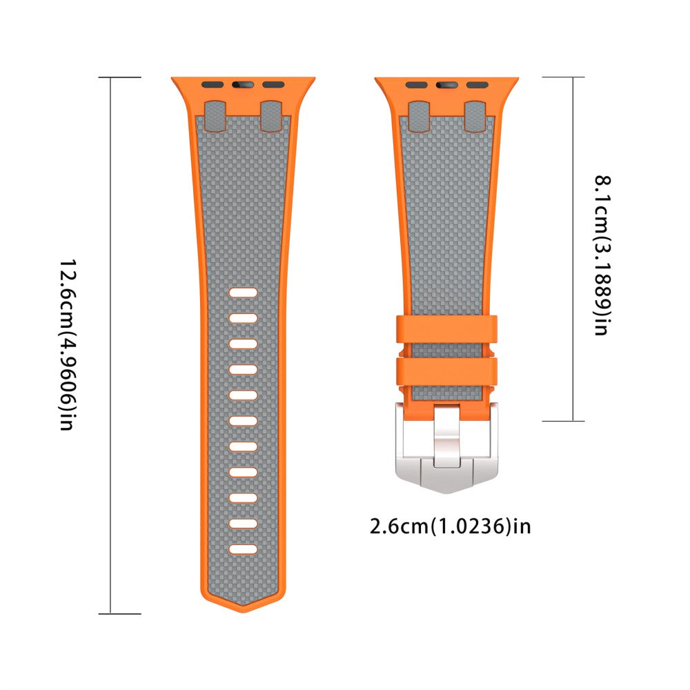 Apple Watch Series 49mm - 45mm - 44mm - 42mm Sports Silicone Band - Orange+Grey#serie_1