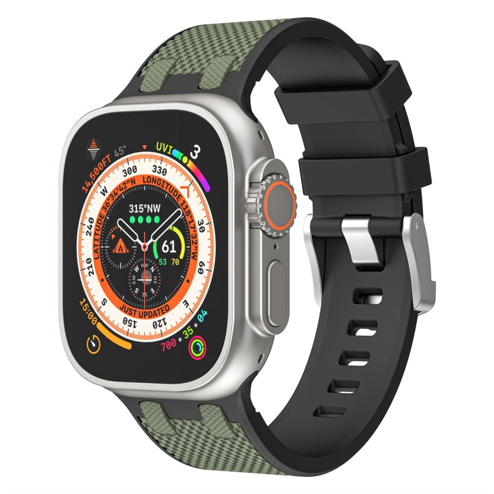 Apple Watch Series 49mm - 45mm - 44mm - 42mm Sports Silicone Band - Black+Army Green#serie_4