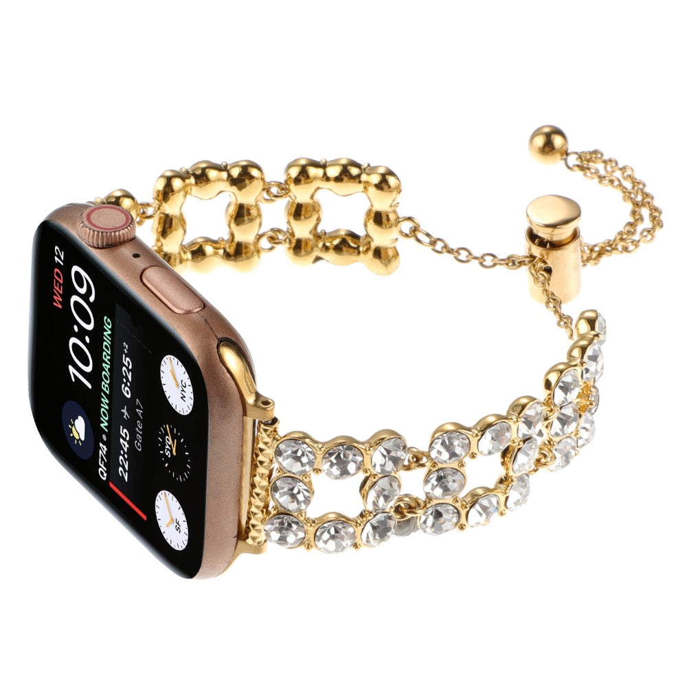 Tough Apple Smartwatch Metal And Rhinestone Universel Strap - Gold#serie_2