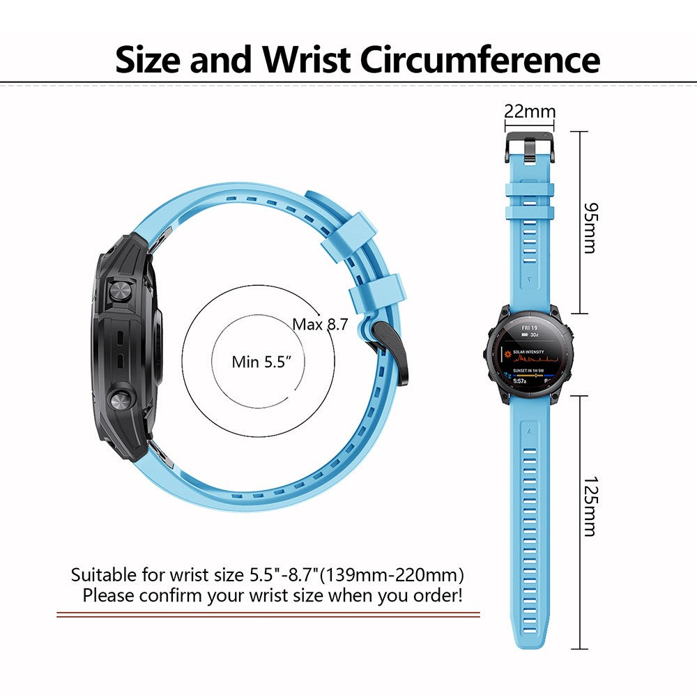 KALEBOL KLB-LWGJ-001 For Garmin Fenix 7  /  7 Pro Strap Replacement QuickFit 22mm Silicone Watch Band - Sky Blue#serie_8