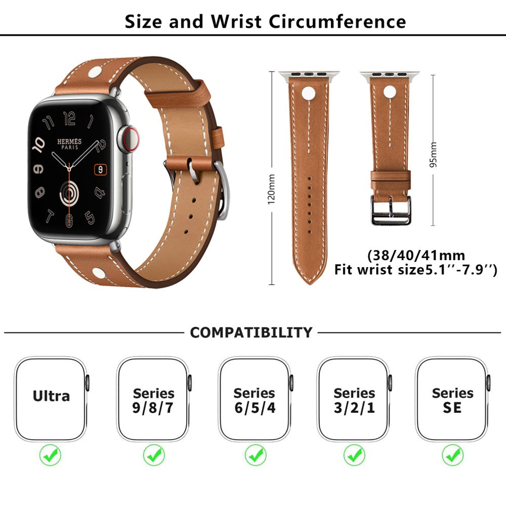 Elegant Apple Smartwatch Genuine Leather Universel Strap - Brown#serie_1