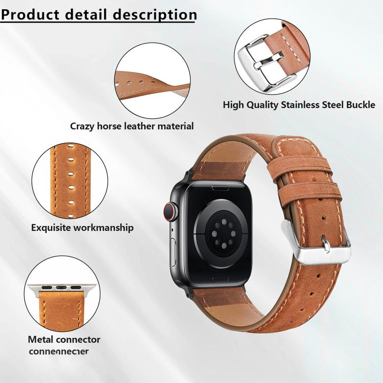 Tough Apple Smartwatch Genuine Leather Universel Strap - Black#serie_2