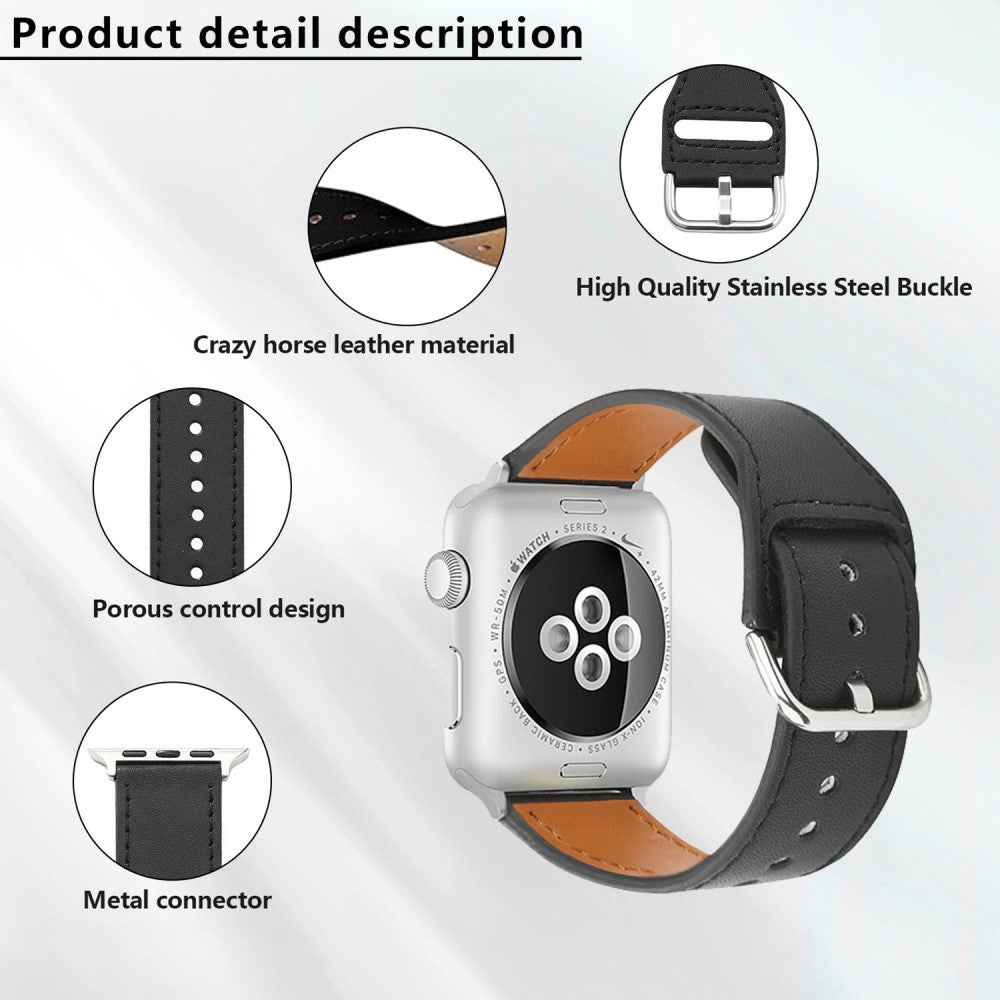 Absolutely Nice Apple Smartwatch Pu Leather Universel Strap - Black#serie_1