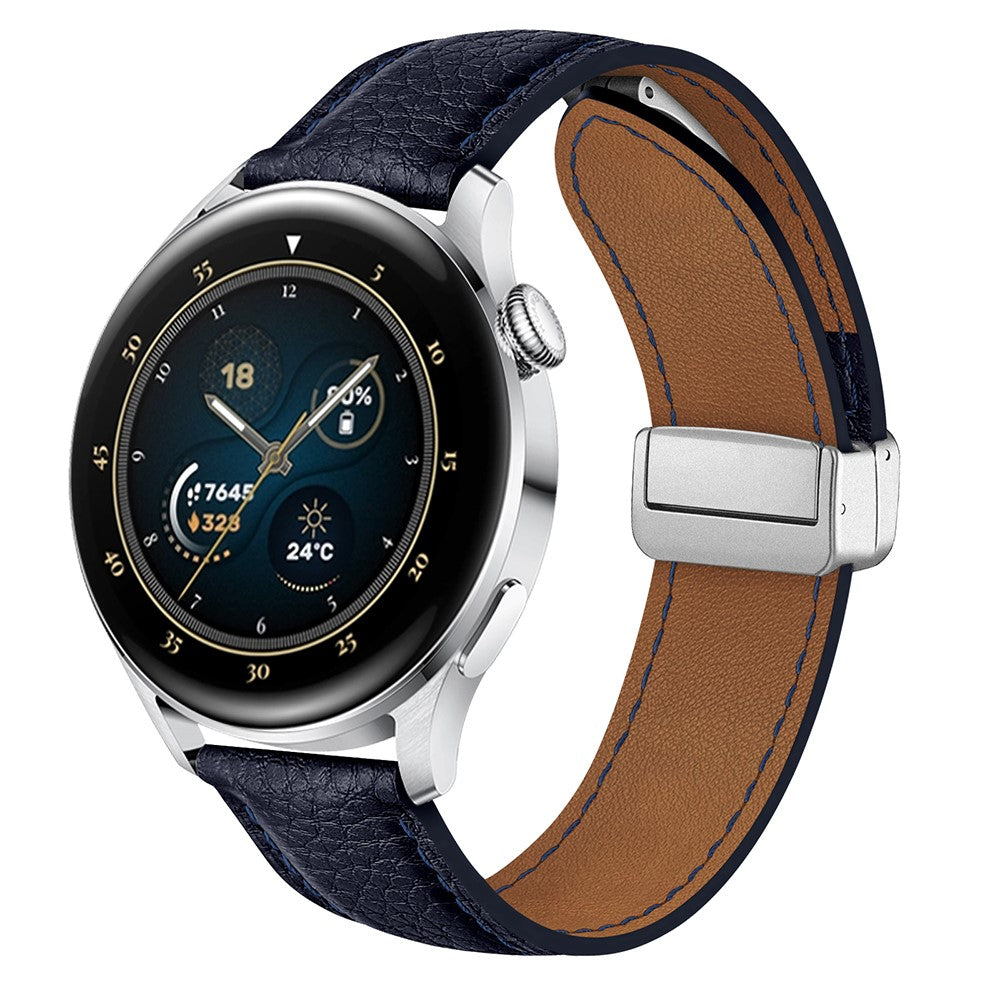 For Samsung Galaxy Watch6 Classic 43mm / Watch6 40mm Wrist Strap 20mm Litchi Texture Band with Magnetic Buckle - Dark Blue#serie_6