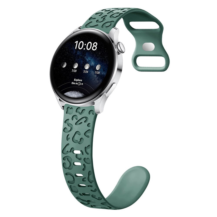 Samsung Galaxy Watch6 Classic 47mm / 43mm / Garmin Venu Sq 2 20mm Silicone Watch Band Leopard Printed - Green#serie_9