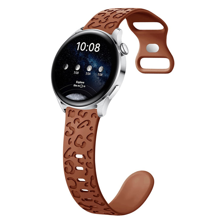 Samsung Galaxy Watch6 Classic 47mm / 43mm / Garmin Venu Sq 2 20mm Silicone Watch Band Leopard Printed - Brown#serie_15