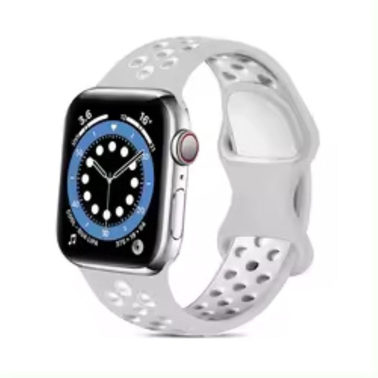 Apple Watch Series 49mm - 45mm - 44mm - 42mm4mm / 3 2 1 42 Silicone Watch Strap - Grey+Silver White#serie_9