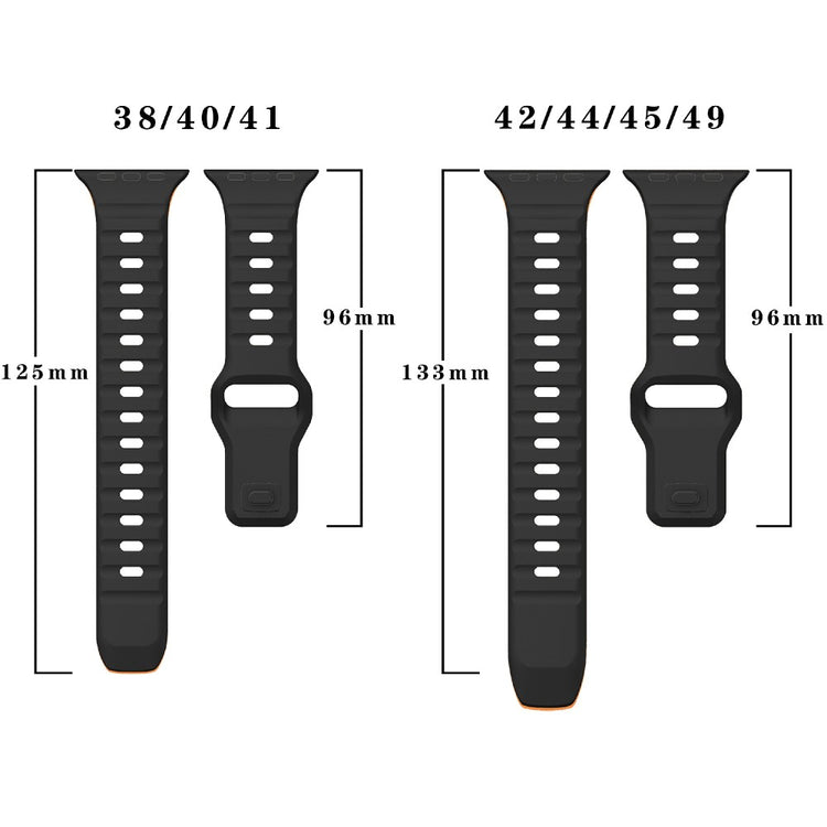 Apple Watch Series 41mm - 40mm - 38mm Watch Strap Dual Color Silicone Band - Orange+Black#serie_1