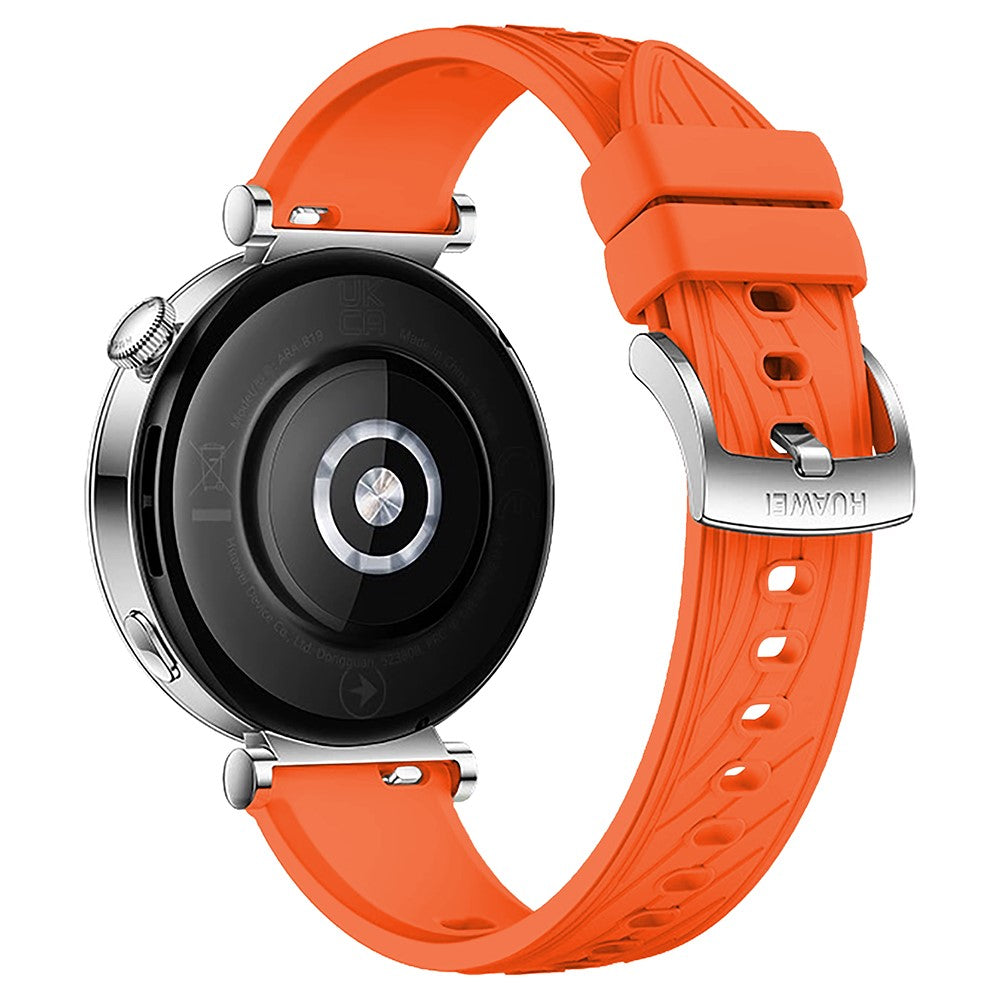 Huawei Watch GT 4 41mm / Xiaomi Mi Watch Silicone band 18mm Textured Watch Strap - Orange+Silver Buckle#serie_4