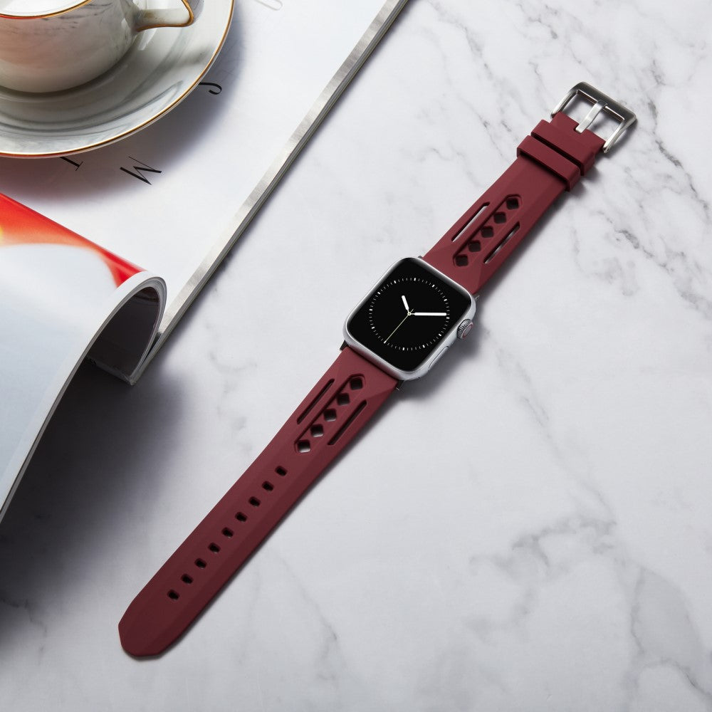 Apple Watch Series 41mm - 40mm - 38mm Watch Strap Hollow Silicone Band - Wine Red#serie_1