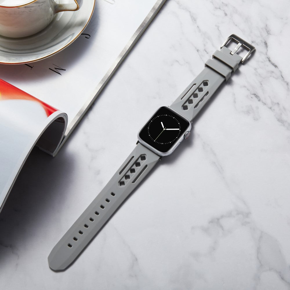 Apple Watch Series 41mm - 40mm - 38mm Watch Strap Hollow Silicone Band - Light Grey#serie_8