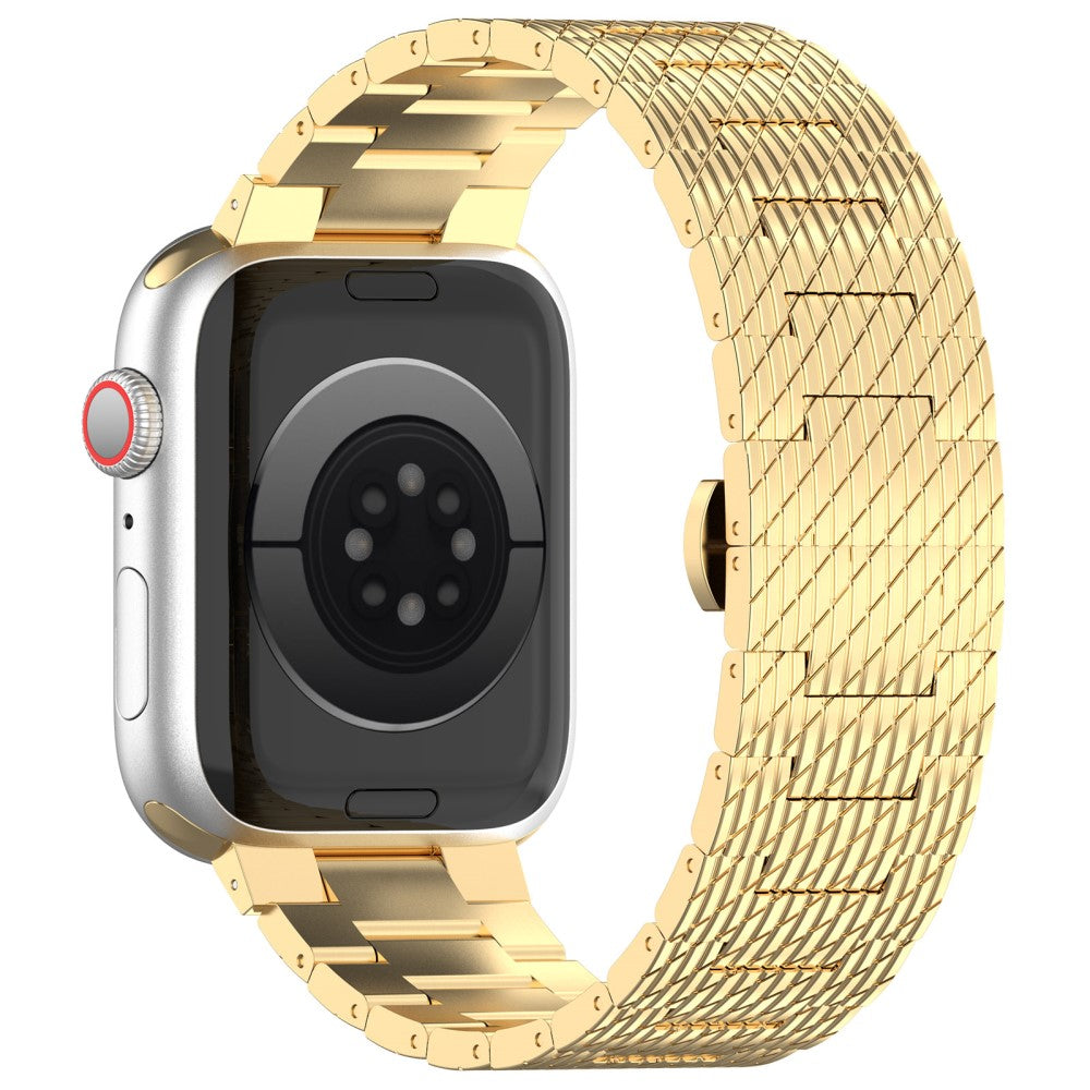 Apple Watch Series 9 8 7 41mm / 6 5 4 SE (2023) SE (2022) SE 40mm / 3 2 1 38mm Strap Texture Stainless Steel Watch band  - Gold#serie_2