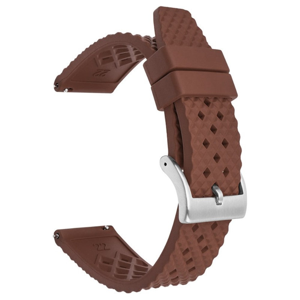 Huawei Watch GT 4 46mm / 4 Pro Strap 22mm Fluorubber Watch band  - Brown+Silver Buckle#serie_4