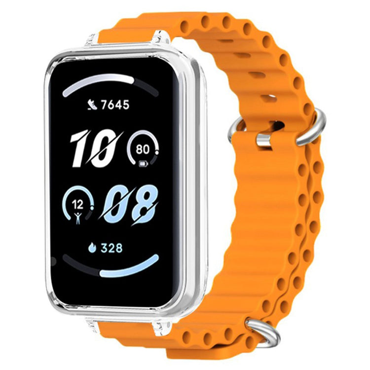 Honor band 9 Watch band Ocean Silicone Strap with Transparent Case - Orange#serie_2