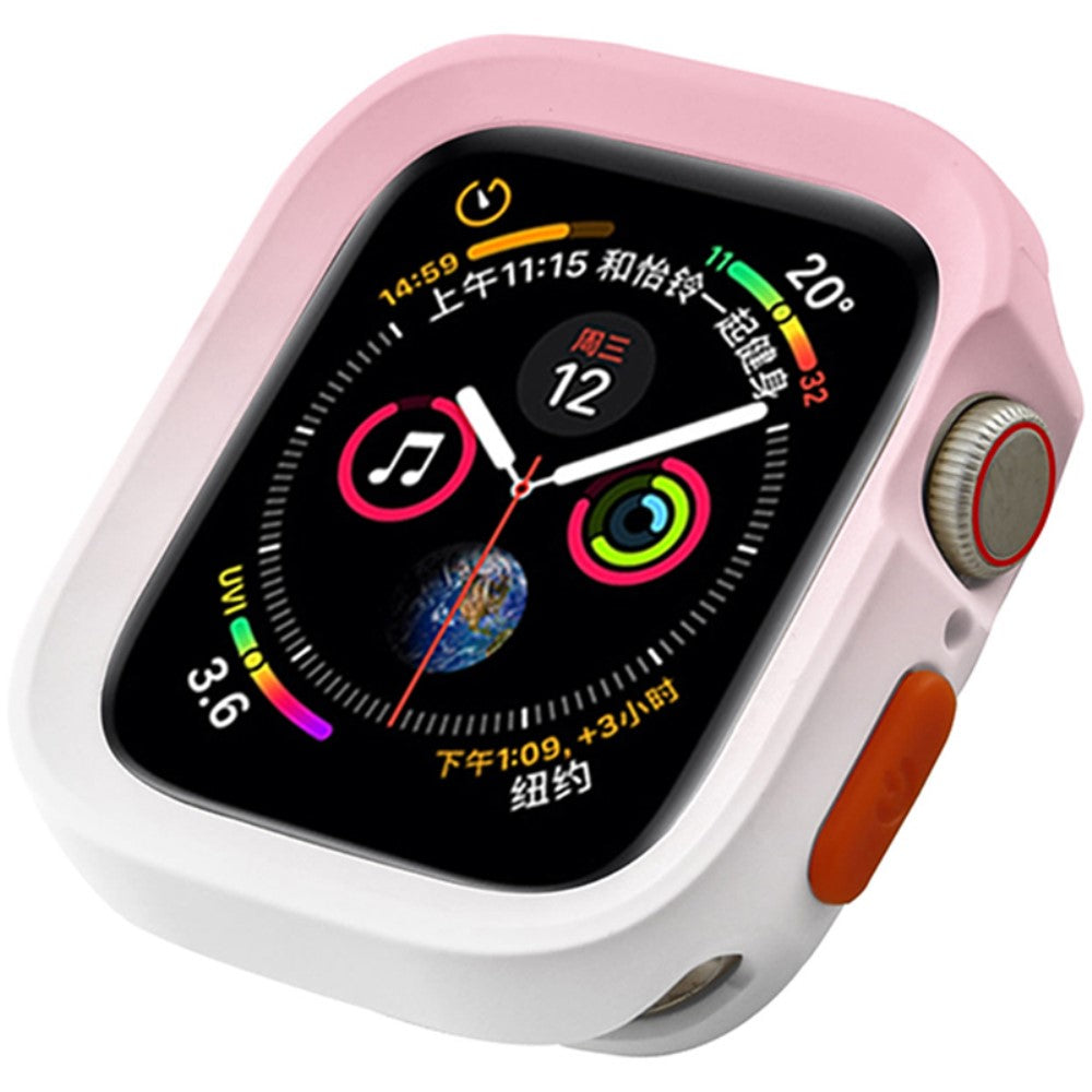 Apple Watch Series 4 / 5 / 6 / SE / SE (2022) 44mm / 7 / 8 / 9 45mm Dual Color Flexible Watch Case - Pink+White#serie_4