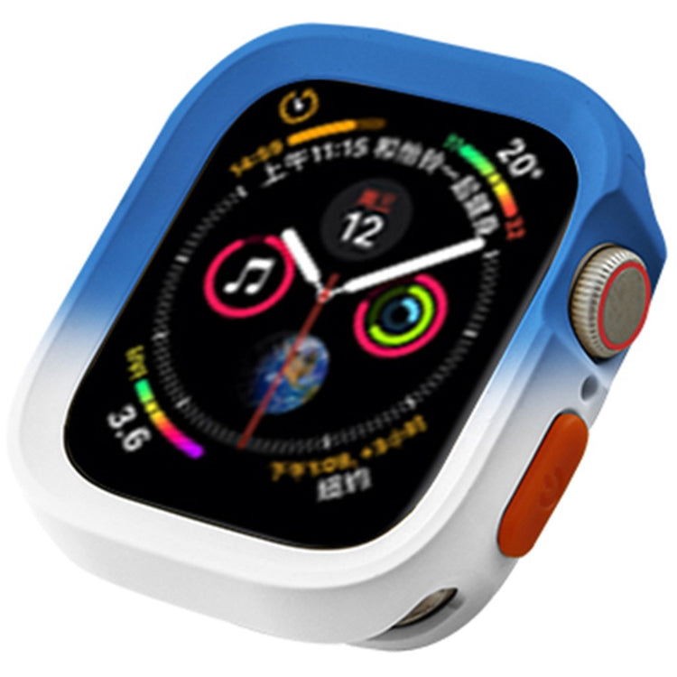 Apple Watch Series 4 / 5 / 6 / SE / SE (2022) 40mm / 7 / 8 / 9 41mm Dual Color Flexible Watch Case - Blue+White#serie_2