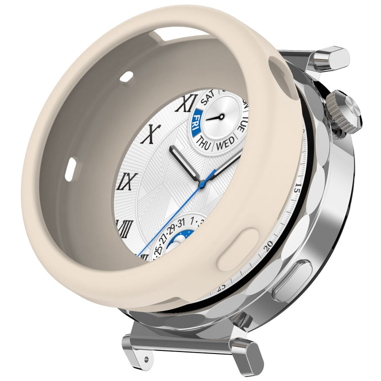 Huawei Watch GT 5 Pro 42mm Case Soft Silicone Protective Frame Cover - Ivory White#serie_7