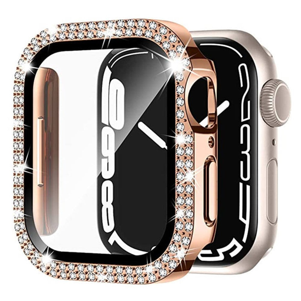 Flot Universal Cover med Skærmbeskytter i Rhinsten og Glas passer til Apple Smartwatch - Pink#serie_1