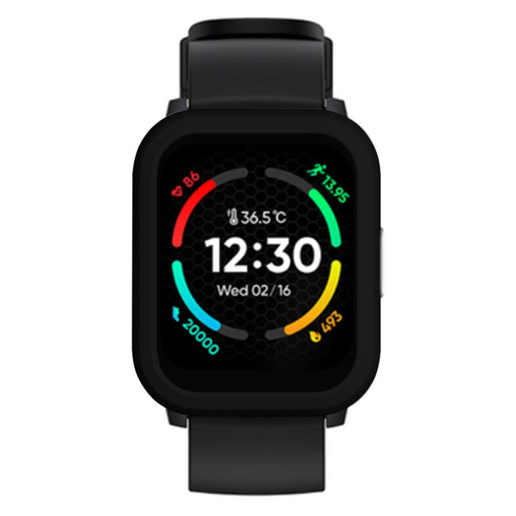 Hårdt Silikone Bumper passer til Realme TechLife Watch S100 - Sort#serie_1
